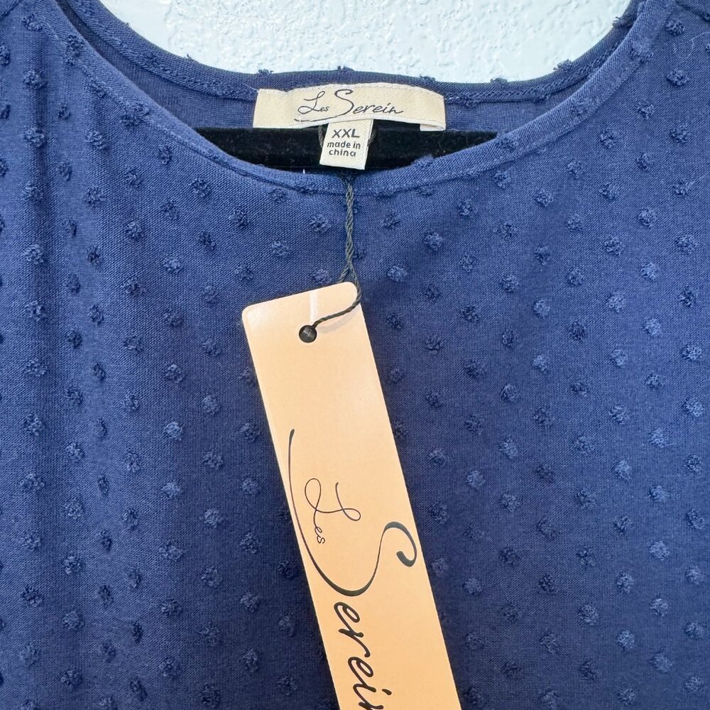 NWT Les Serein Short Sleeve Curved Hem Clip Dot Knit Top Size XXL - Picture 4 of 11